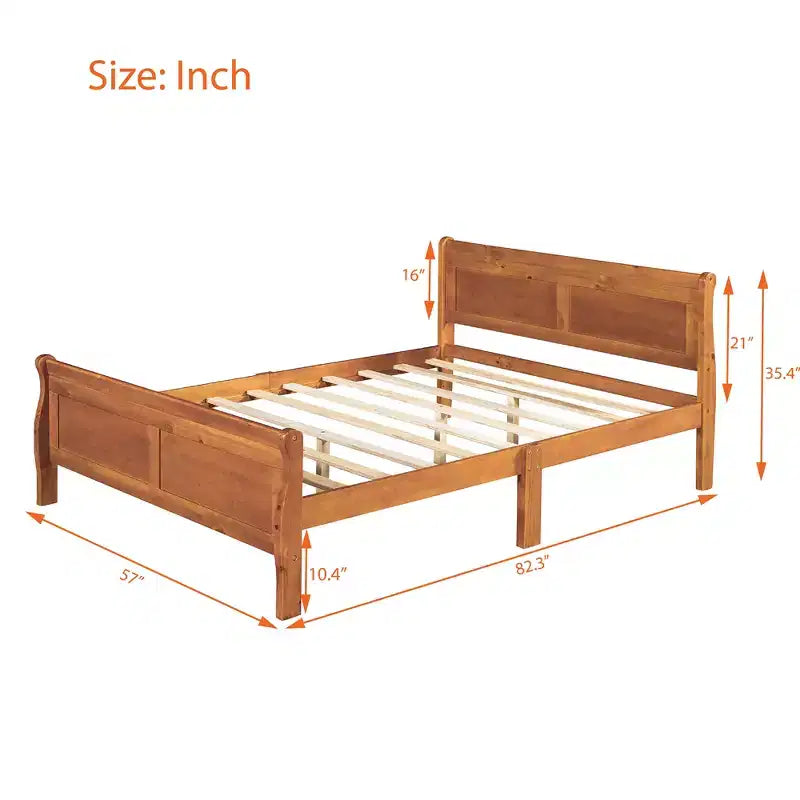 FAMYYT Full Size Wood Platform Bed With Headboard, Easy Assembly, Oak