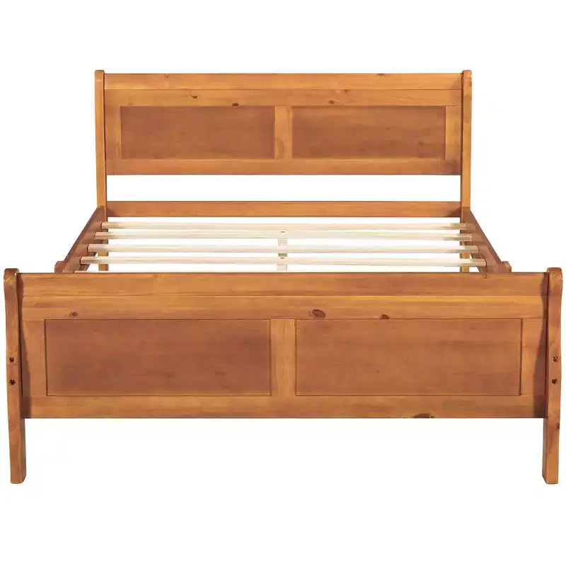 FAMYYT Full Size Wood Platform Bed With Headboard, Easy Assembly, Oak