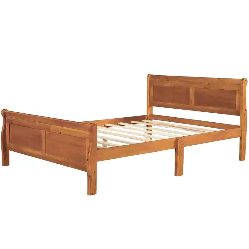 FAMYYT Full Size Wood Platform Bed With Headboard, Easy Assembly, Oak