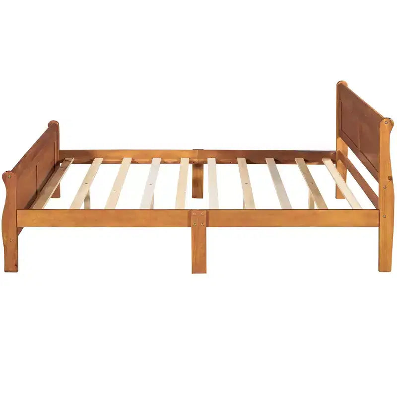 FAMYYT Full Size Wood Platform Bed With Headboard, Easy Assembly, Oak
