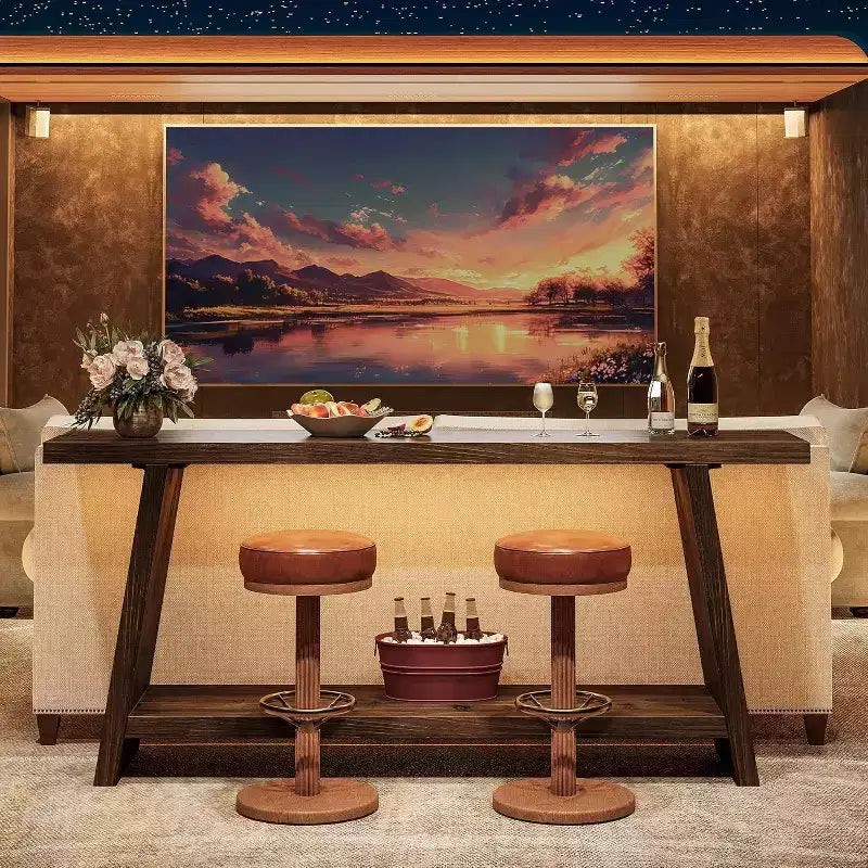 Lantine 70.9'' Solid Wood Console Table, Narrow Long Sofa Table Behind Couch with 2-Tier Storage for Living Room, Hallway, Foyer, Espresso Brown