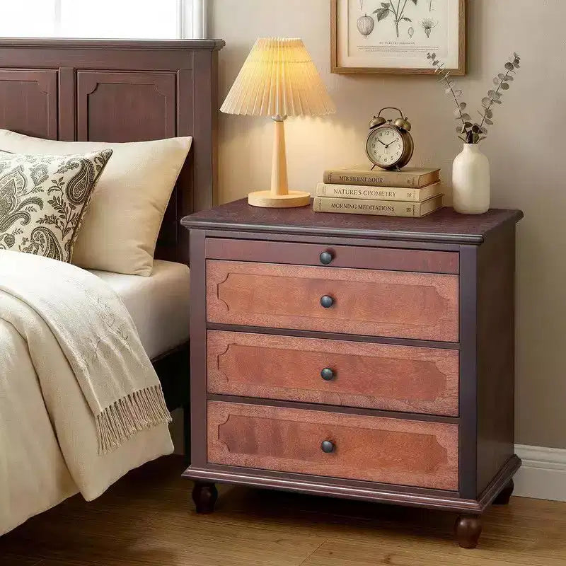Karl Home P2 MDF Nightstand Solid Legs USB Type-C Power 3 Drawers Tray 28.3 Inch