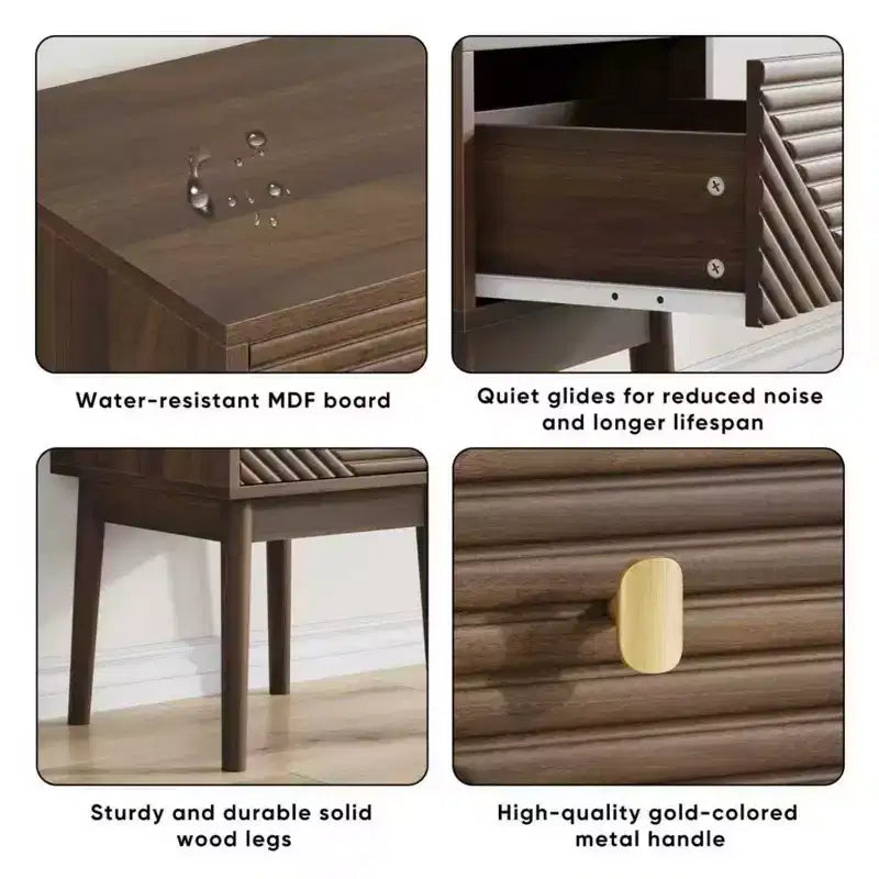 GDFStudio Aleksei Modern Wooden Nightstand with Metal Handles (Set of 2)