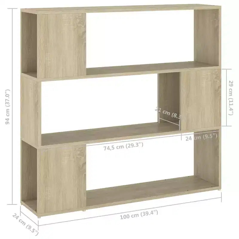 vidaXL Book Cabinet Room Divider Sonoma oak Engineered wood Medium