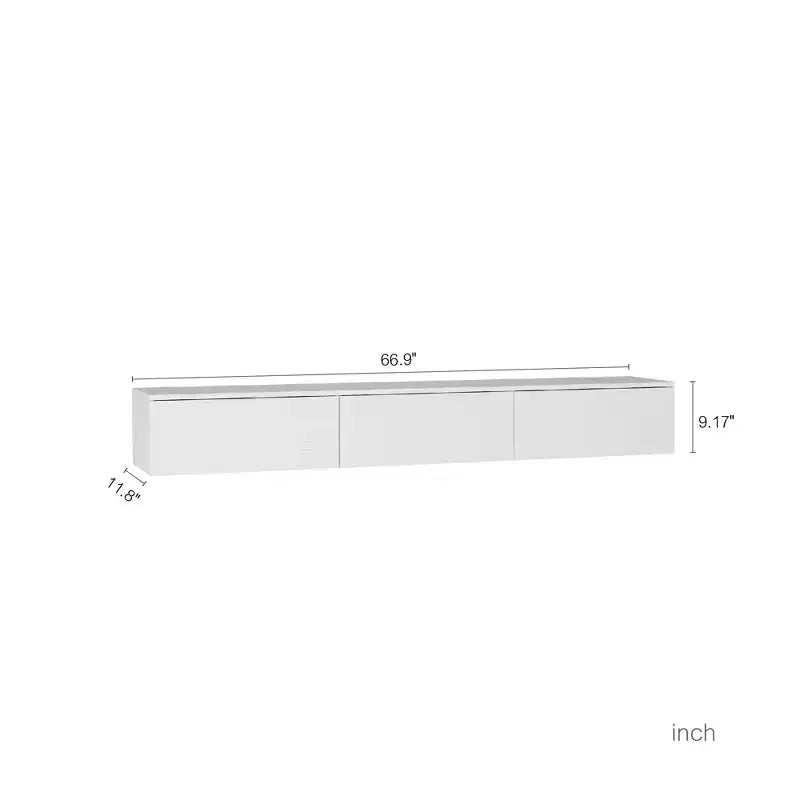 GDFStudio Holme 67'' Modern Floating Wall Mounted TV Stand with 3 Tilt-Out Doors and 16 Color LEDs