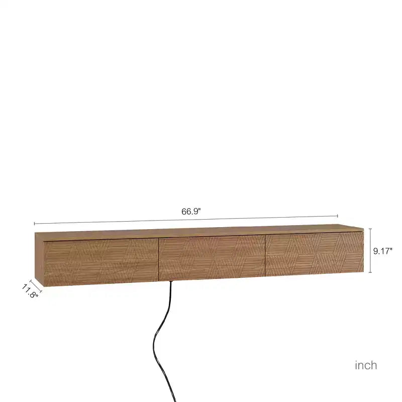 GDFStudio Holme 67'' Modern Floating Wall Mounted TV Stand with 3 Tilt-Out Doors and 16 Color LEDs