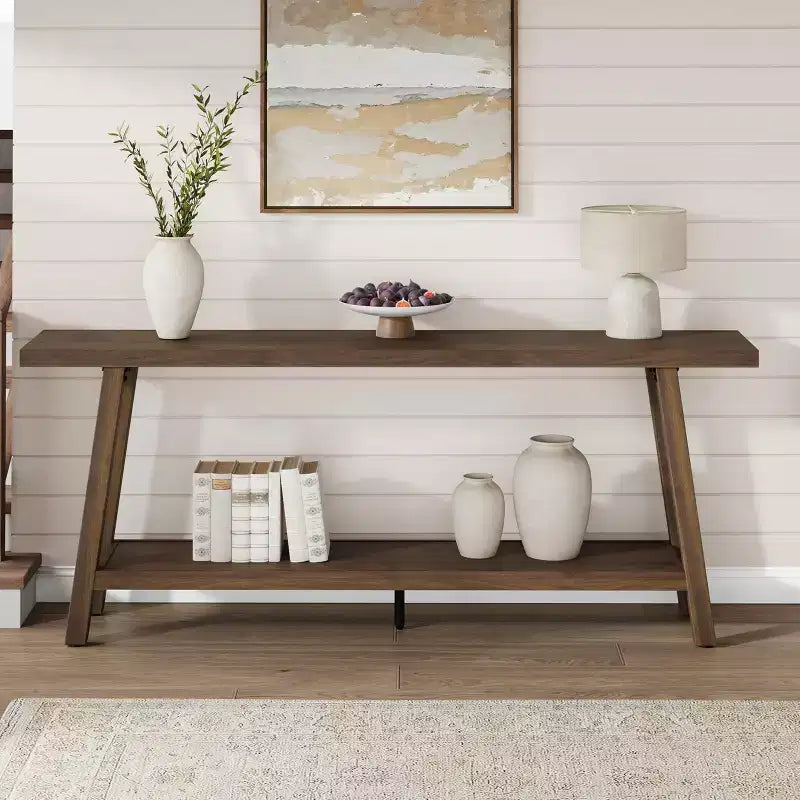 70.9 Extra Long Narrow Console Table Behind Couch, Farmhouse Wooden Sofa Entryway Table, Skinny Accent Storage Organizer for Living Room