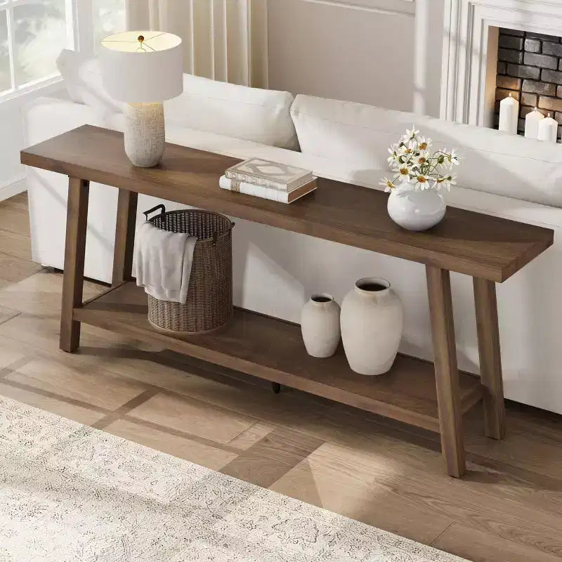 70.9 Extra Long Narrow Console Table Behind Couch, Farmhouse Wooden Sofa Entryway Table, Skinny Accent Storage Organizer for Living Room