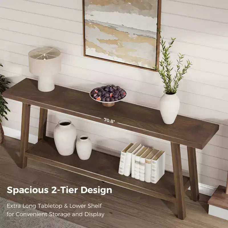 70.9 Extra Long Narrow Console Table Behind Couch, Farmhouse Wooden Sofa Entryway Table, Skinny Accent Storage Organizer for Living Room