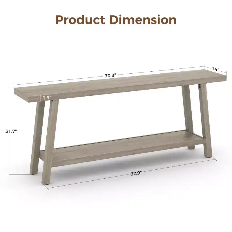 70.9 Extra Long Narrow Console Table Behind Couch, Farmhouse Wooden Sofa Entryway Table, Skinny Accent Storage Organizer for Living Room