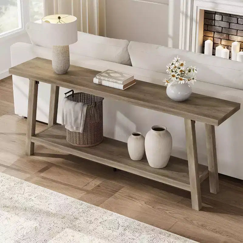 70.9 Extra Long Narrow Console Table Behind Couch, Farmhouse Wooden Sofa Entryway Table, Skinny Accent Storage Organizer for Living Room
