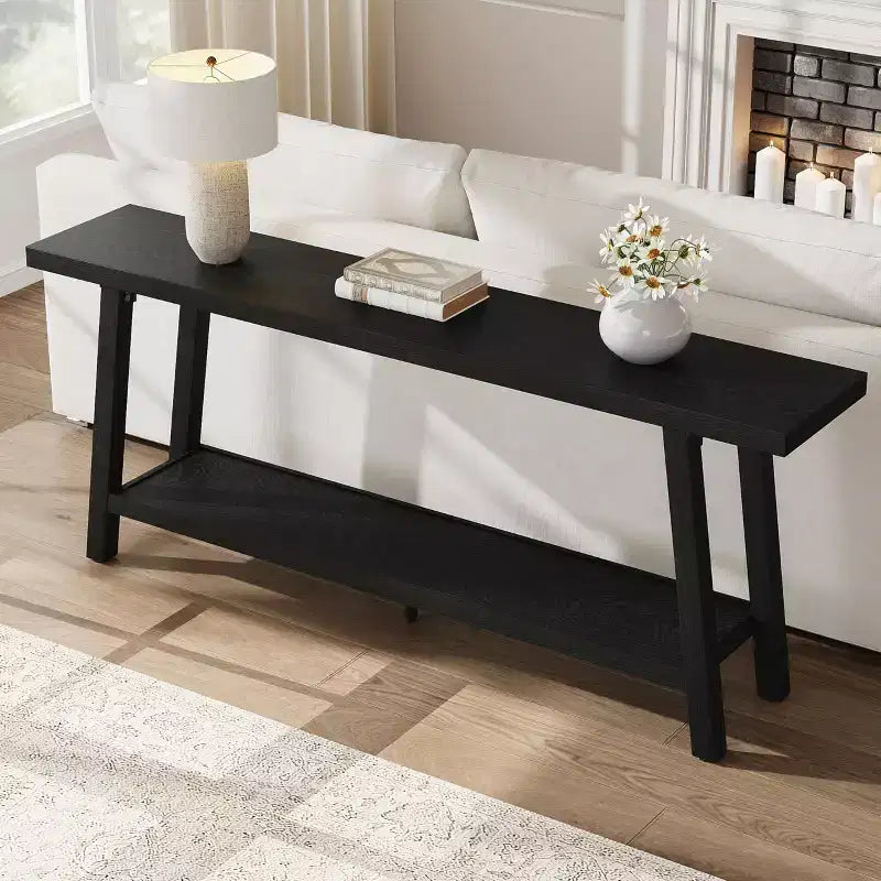 70.9 Extra Long Narrow Console Table Behind Couch, Farmhouse Wooden Sofa Entryway Table, Skinny Accent Storage Organizer for Living Room
