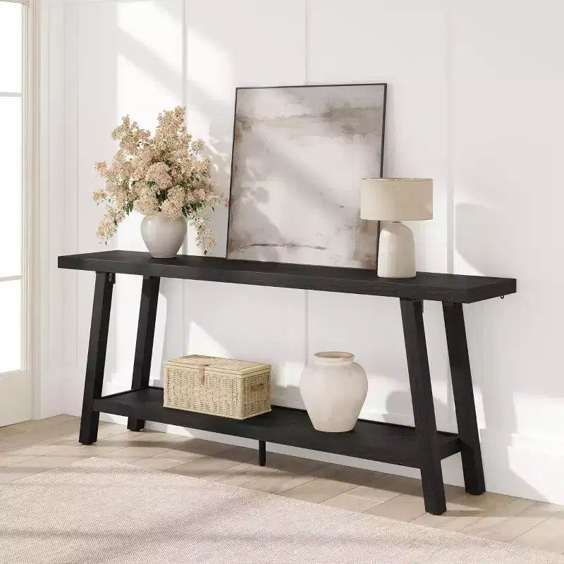 70.9 Extra Long Narrow Console Table Behind Couch, Farmhouse Wooden Sofa Entryway Table, Skinny Accent Storage Organizer for Living Room