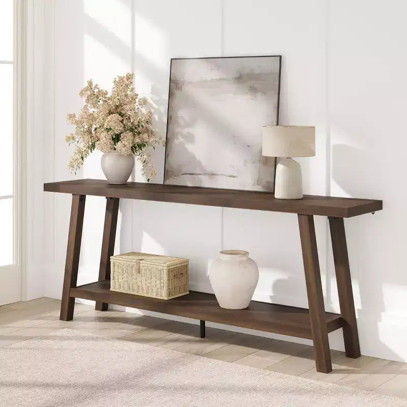 70.9 Extra Long Narrow Console Table Behind Couch, Farmhouse Wooden Sofa Entryway Table, Skinny Accent Storage Organizer for Living Room