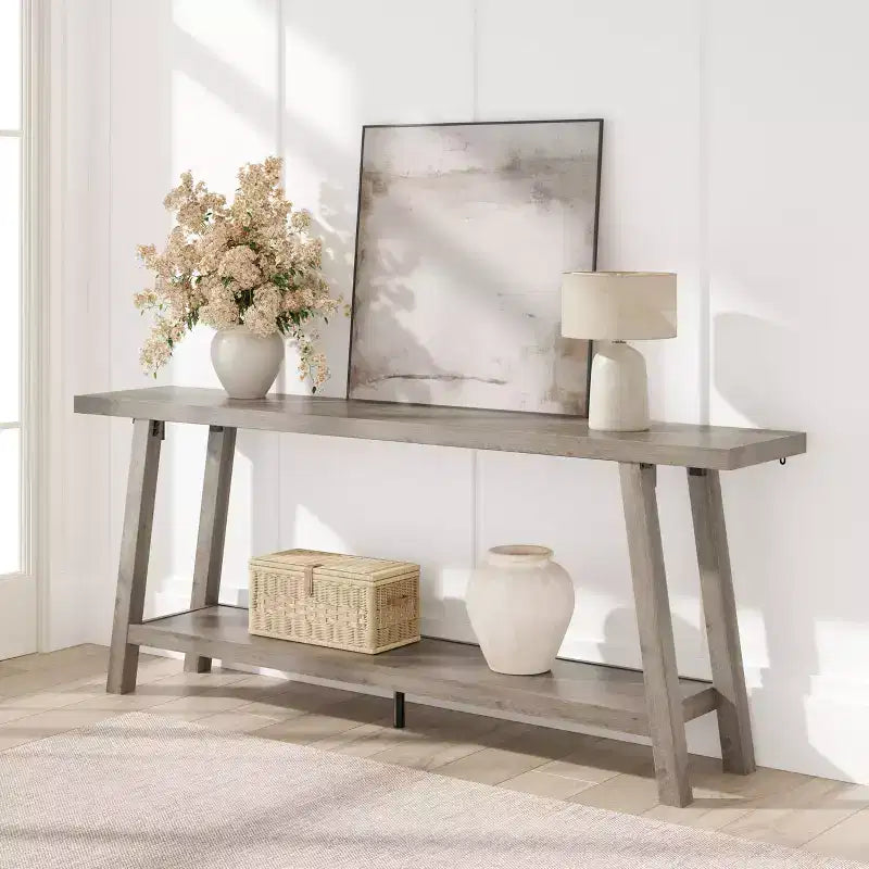 70.9 Extra Long Narrow Console Table Behind Couch, Farmhouse Wooden Sofa Entryway Table, Skinny Accent Storage Organizer for Living Room