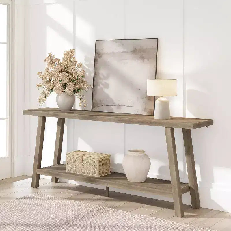70.9 Extra Long Narrow Console Table Behind Couch, Farmhouse Wooden Sofa Entryway Table, Skinny Accent Storage Organizer for Living Room