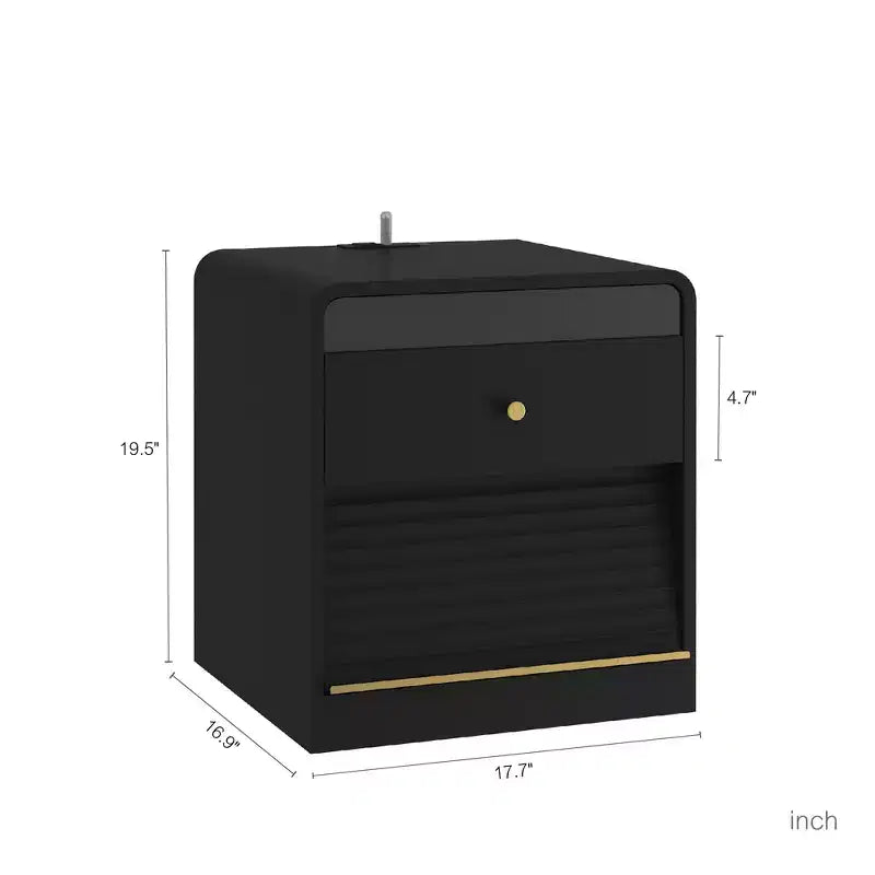 GDFStudio Warren Wood Nightstand with Charging Station and Led Lights