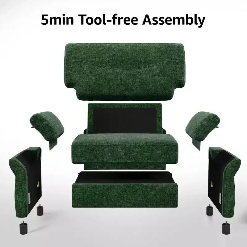 Dyonery 44.5 Oversized Chenille Accent Chair, Comfy Modern Armchair with Deep Seat & Pillow Arm, Tool-Free Assembly for Living Room, Bedroom