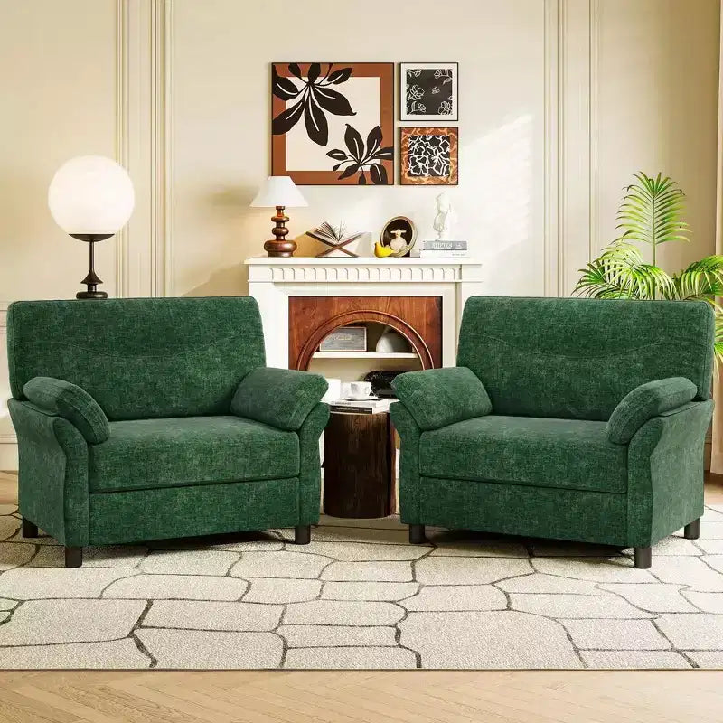 Dyonery 44.5 Oversized Chenille Accent Chair, Comfy Modern Armchair with Deep Seat & Pillow Arm, Tool-Free Assembly for Living Room, Bedroom