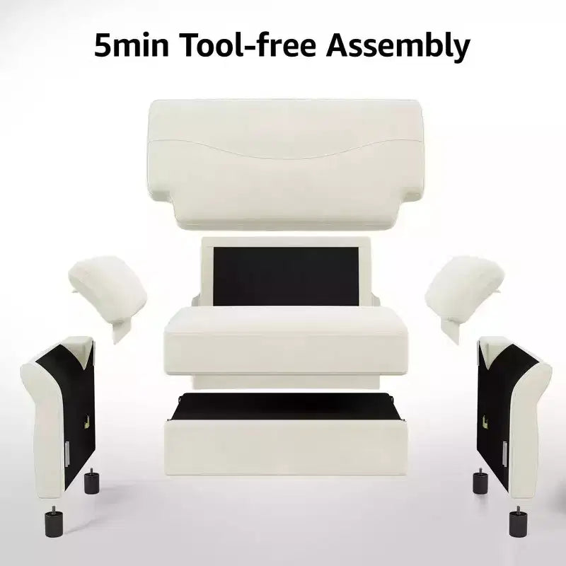 Dyonery 44.5 Oversized Chenille Accent Chair, Comfy Modern Armchair with Deep Seat & Pillow Arm, Tool-Free Assembly for Living Room, Bedroom