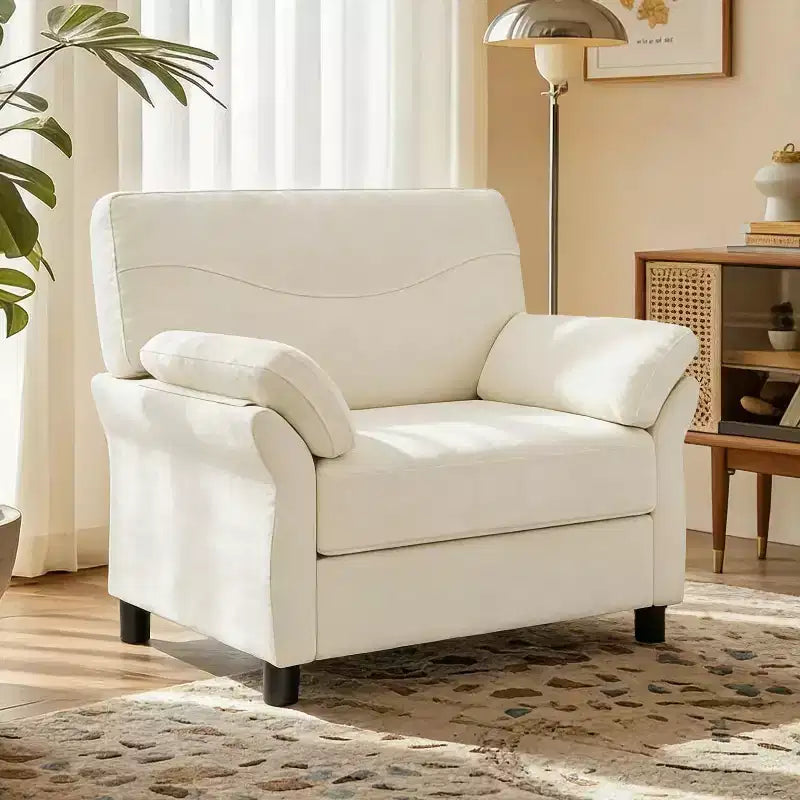 Dyonery 44.5 Oversized Chenille Accent Chair, Comfy Modern Armchair with Deep Seat & Pillow Arm, Tool-Free Assembly for Living Room, Bedroom