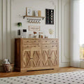 55 Farmhouse Sideboard Buffet Cabinet w/ 4 Doors & 4 Drawers, Large Wooden Kitchen Storage & Coffee Bar w/ Adjustable Shelves for Dining Room