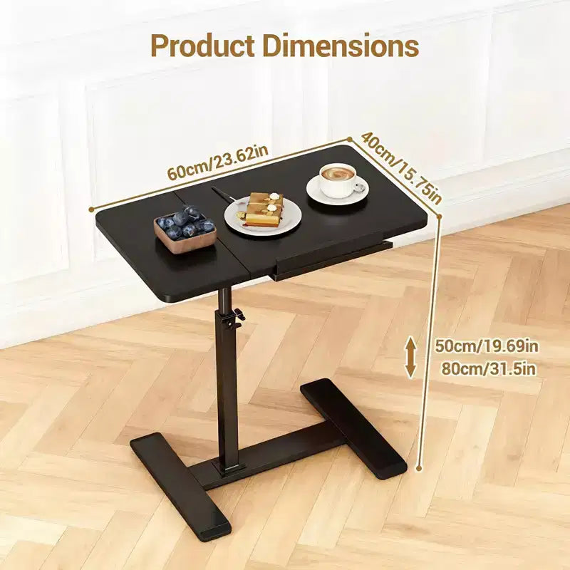 Adjustable Height Rolling Laptop Desk with Tilting Tabletop, Mobile Overbed Workstation for Home Office and Couch