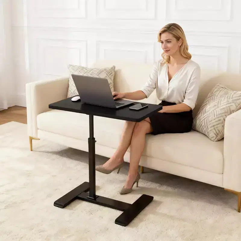 Adjustable Height Rolling Laptop Desk with Tilting Tabletop, Mobile Overbed Workstation for Home Office and Couch
