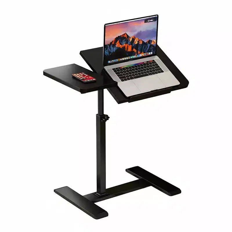 Adjustable Height Rolling Laptop Desk with Tilting Tabletop, Mobile Overbed Workstation for Home Office and Couch