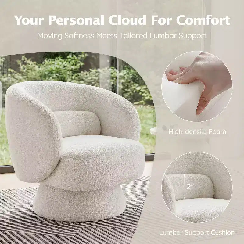 Swivel Accent Chair, 360 Barrel Reading Chair with Pillows, Single Sofa Armchair for Living Room, Bedroom, Waiting Room