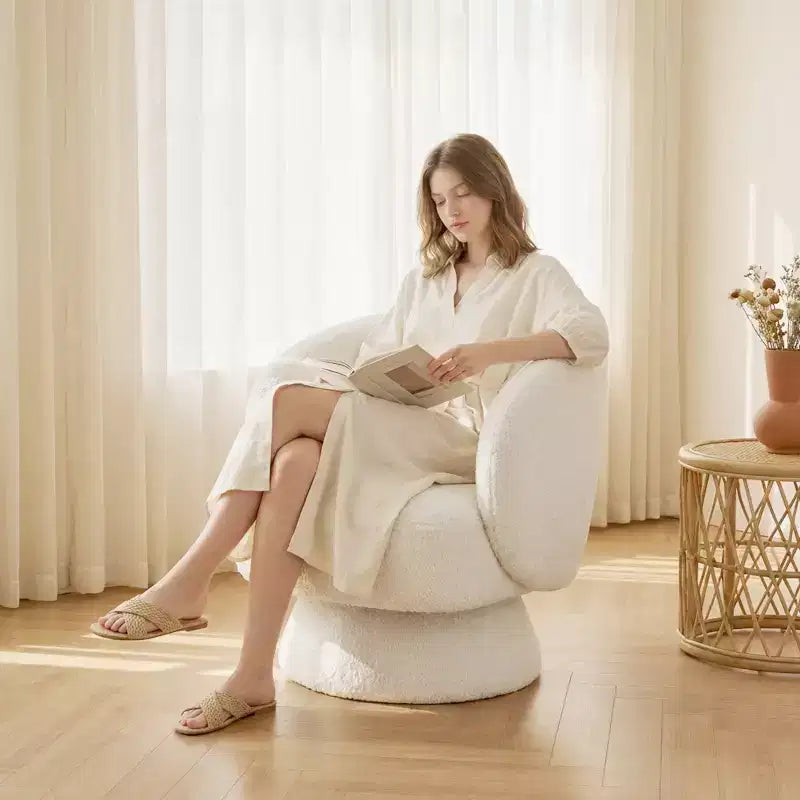Swivel Accent Chair, 360 Barrel Reading Chair with Pillows, Single Sofa Armchair for Living Room, Bedroom, Waiting Room