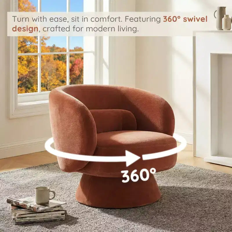 Swivel Accent Chair, 360 Barrel Reading Chair with Pillows, Single Sofa Armchair for Living Room, Bedroom, Waiting Room