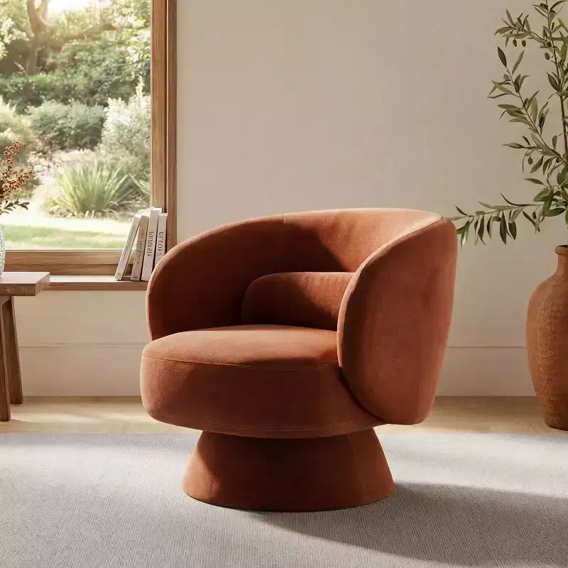 Swivel Accent Chair, 360 Barrel Reading Chair with Pillows, Single Sofa Armchair for Living Room, Bedroom, Waiting Room