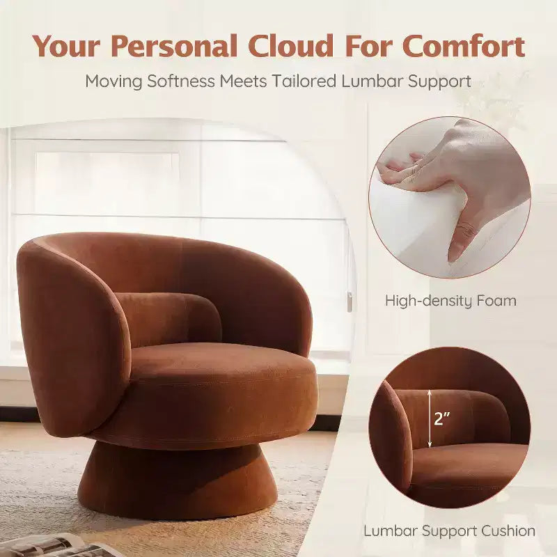 Swivel Accent Chair, 360 Barrel Reading Chair with Pillows, Single Sofa Armchair for Living Room, Bedroom, Waiting Room