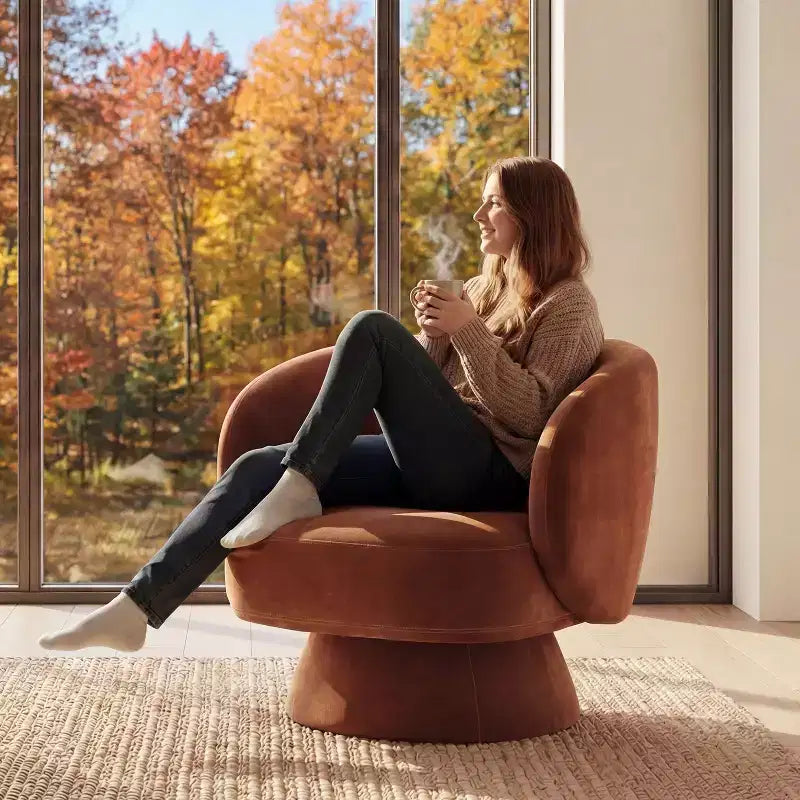 Swivel Accent Chair, 360 Barrel Reading Chair with Pillows, Single Sofa Armchair for Living Room, Bedroom, Waiting Room