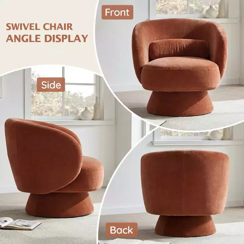 Swivel Accent Chair, 360 Barrel Reading Chair with Pillows, Single Sofa Armchair for Living Room, Bedroom, Waiting Room