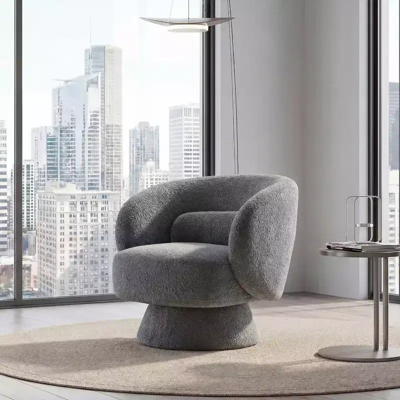 Swivel Accent Chair, 360 Barrel Reading Chair with Pillows, Single Sofa Armchair for Living Room, Bedroom, Waiting Room