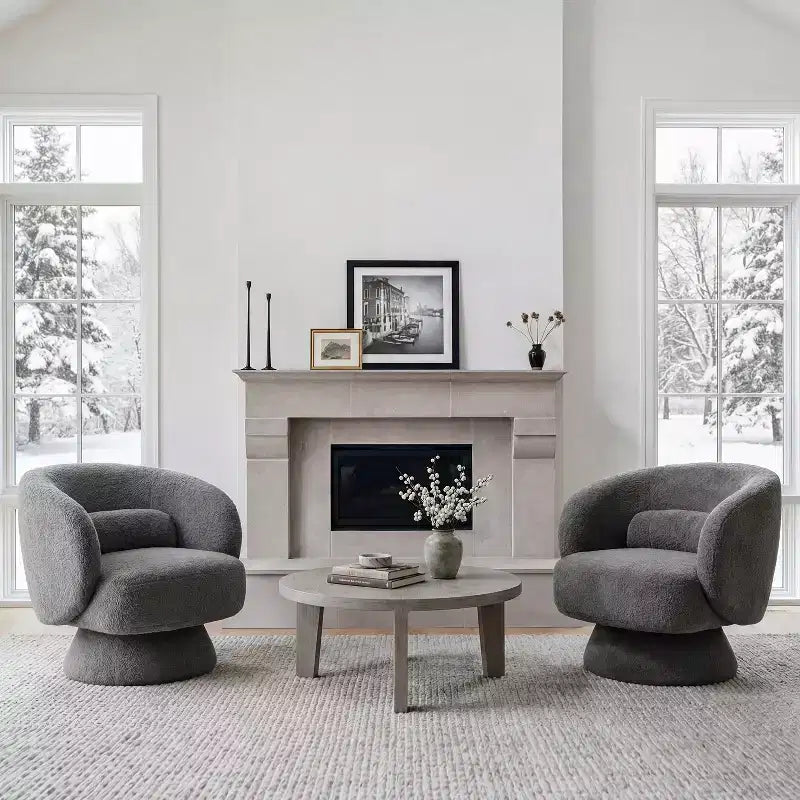 Swivel Accent Chair, 360 Barrel Reading Chair with Pillows, Single Sofa Armchair for Living Room, Bedroom, Waiting Room