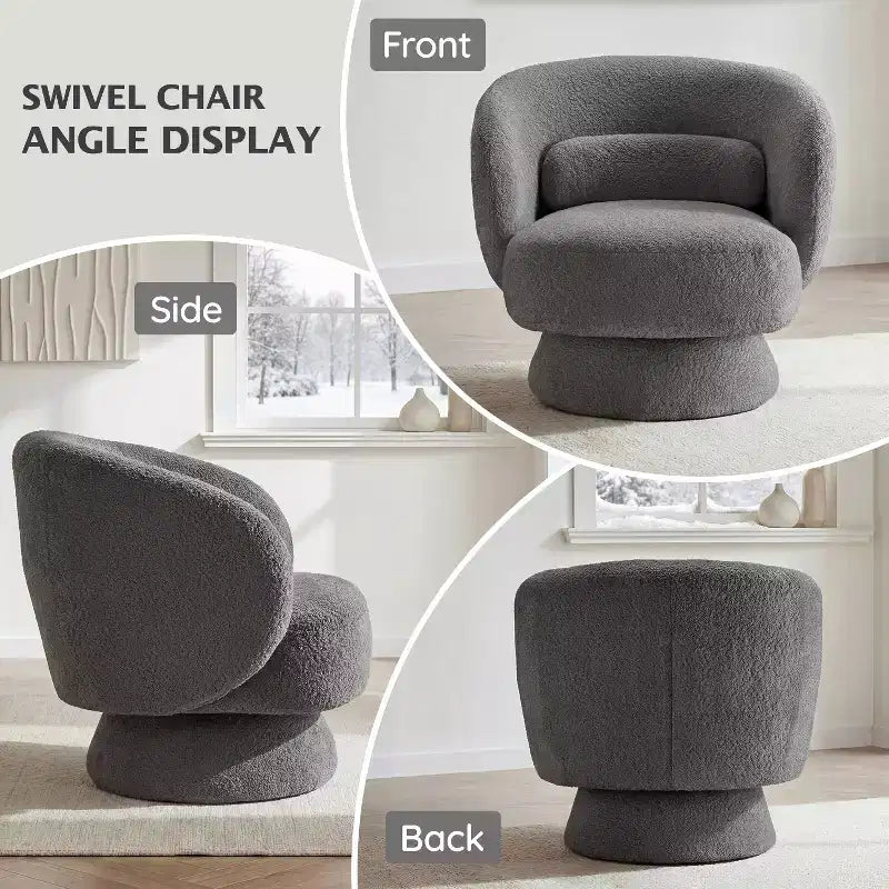 Swivel Accent Chair, 360 Barrel Reading Chair with Pillows, Single Sofa Armchair for Living Room, Bedroom, Waiting Room