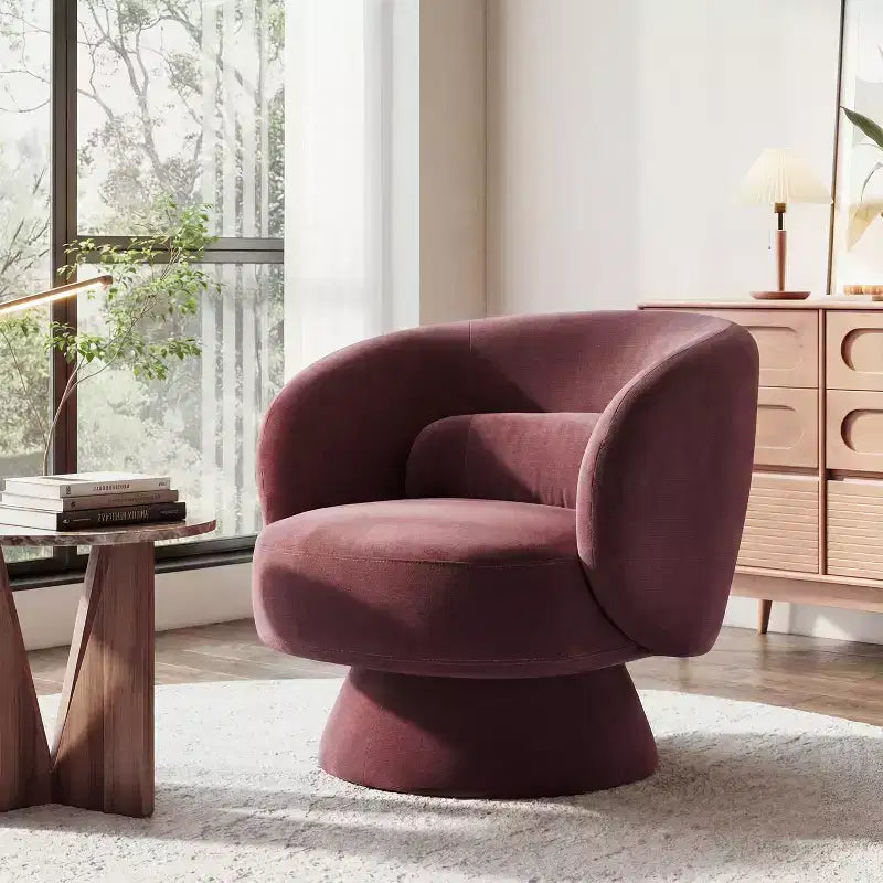 Swivel Accent Chair, 360 Barrel Reading Chair with Pillows, Single Sofa Armchair for Living Room, Bedroom, Waiting Room
