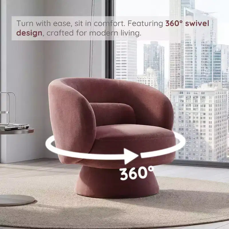 Swivel Accent Chair, 360 Barrel Reading Chair with Pillows, Single Sofa Armchair for Living Room, Bedroom, Waiting Room