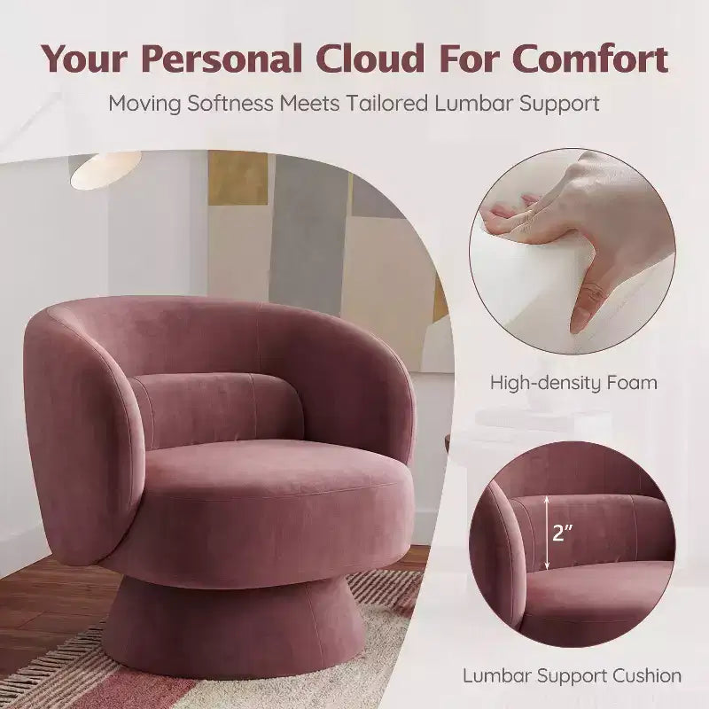 Swivel Accent Chair, 360 Barrel Reading Chair with Pillows, Single Sofa Armchair for Living Room, Bedroom, Waiting Room