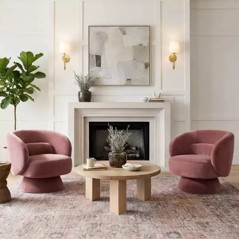 Swivel Accent Chair, 360 Barrel Reading Chair with Pillows, Single Sofa Armchair for Living Room, Bedroom, Waiting Room