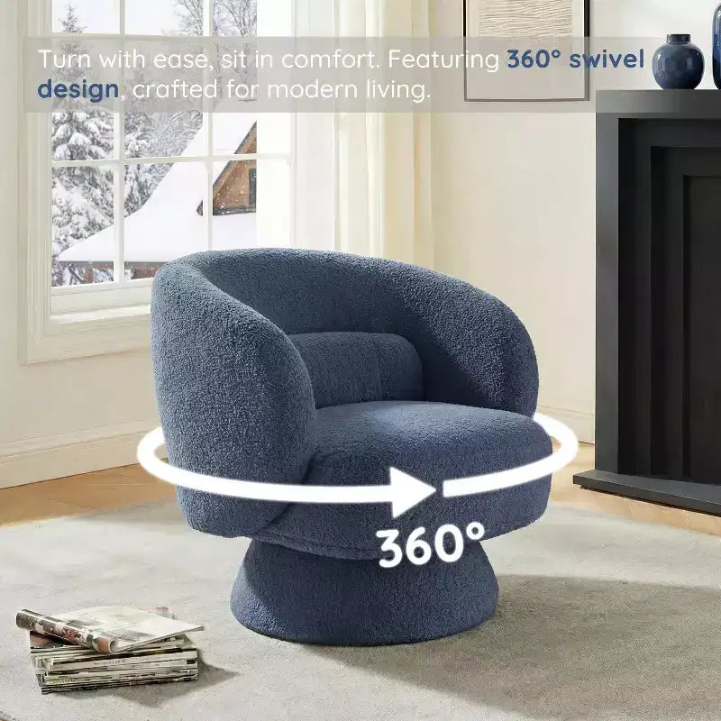 Swivel Accent Chair, 360 Barrel Reading Chair with Pillows, Single Sofa Armchair for Living Room, Bedroom, Waiting Room