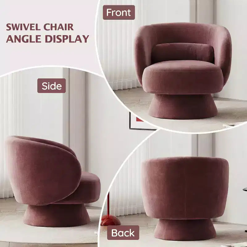 Swivel Accent Chair, 360 Barrel Reading Chair with Pillows, Single Sofa Armchair for Living Room, Bedroom, Waiting Room