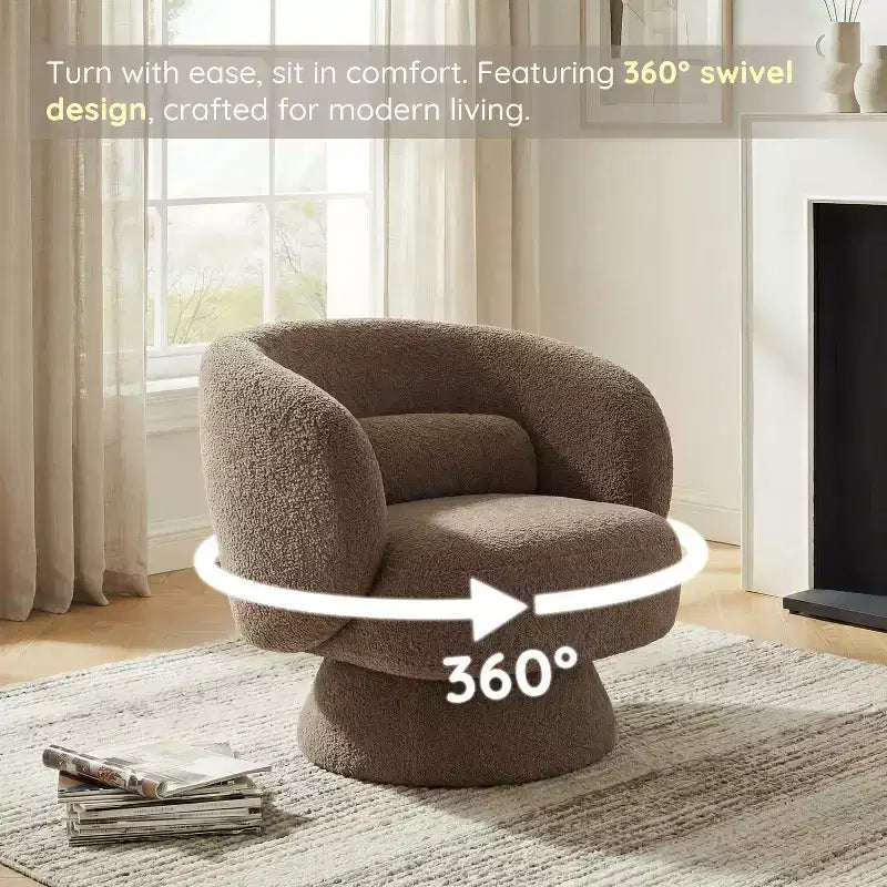 Swivel Accent Chair, 360 Barrel Reading Chair with Pillows, Single Sofa Armchair for Living Room, Bedroom, Waiting Room