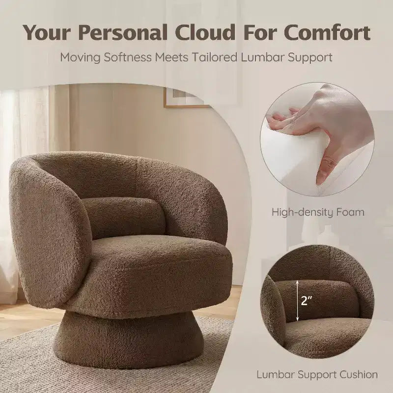 Swivel Accent Chair, 360 Barrel Reading Chair with Pillows, Single Sofa Armchair for Living Room, Bedroom, Waiting Room