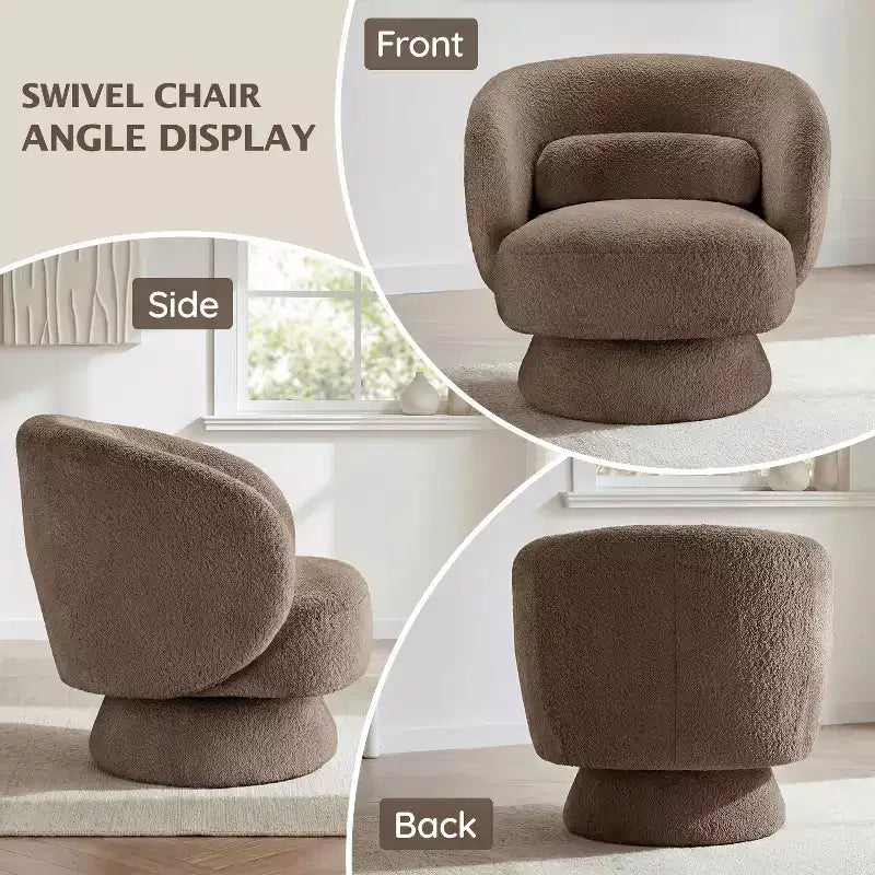 Swivel Accent Chair, 360 Barrel Reading Chair with Pillows, Single Sofa Armchair for Living Room, Bedroom, Waiting Room
