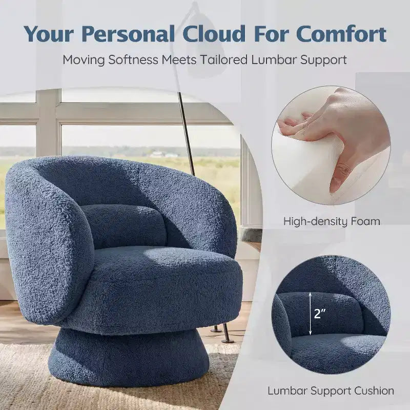Swivel Accent Chair, 360 Barrel Reading Chair with Pillows, Single Sofa Armchair for Living Room, Bedroom, Waiting Room