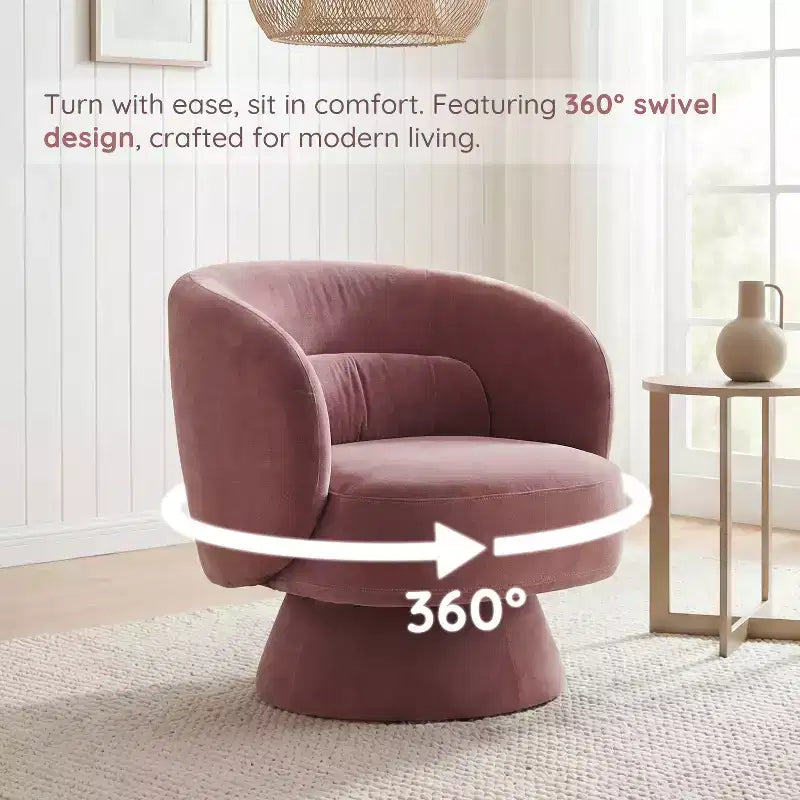Swivel Accent Chair, 360 Barrel Reading Chair with Pillows, Single Sofa Armchair for Living Room, Bedroom, Waiting Room